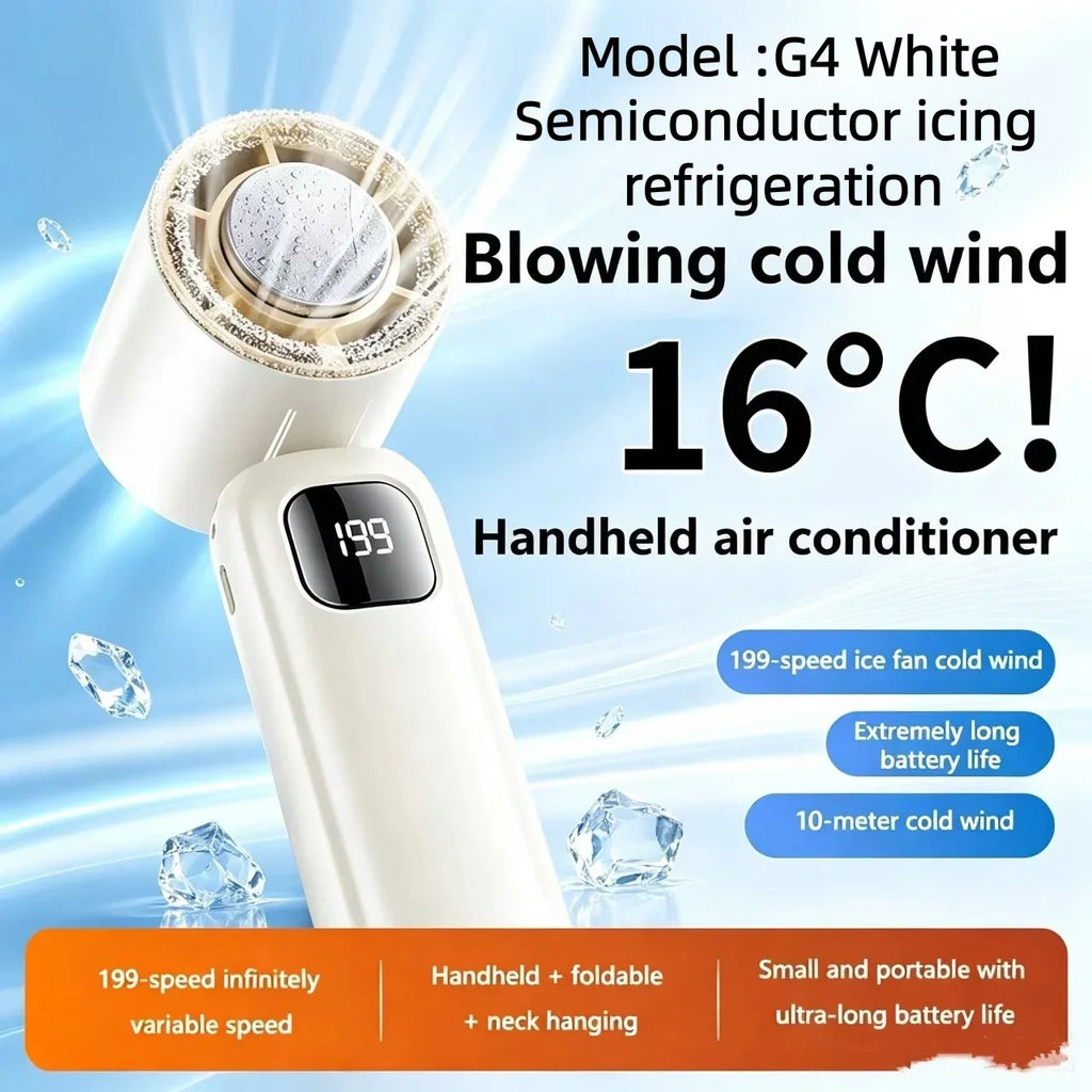 Rechargeable USB Neck Fan 8000mAh LED Display Hands-Free Design