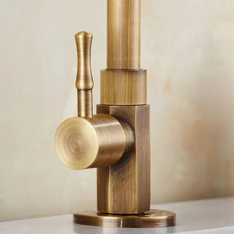 Aurelia Classic Swan Neck Kitchen Faucet In Antique Brass