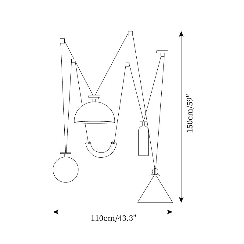 Plafonnier suspendu Covine réglable, aux formes multiples