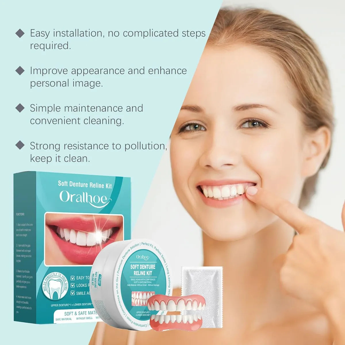 Silicone Denture Kit for Confident All-Day Smiling Without Slipping or Pain | ribuella