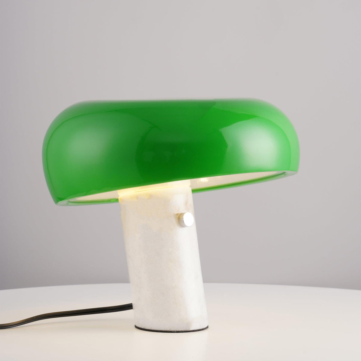 Vestra Marble Table Lamp, Enamelled Metal Reflector, Carrara Base