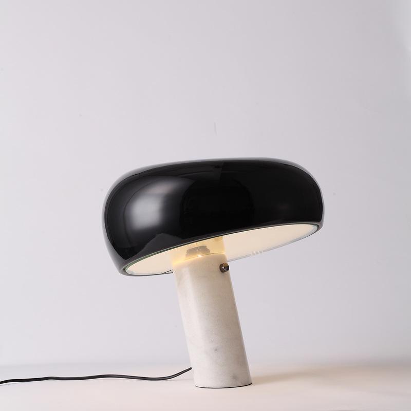 Vestra Marble Table Lamp, Enamelled Metal Reflector, Carrara Base
