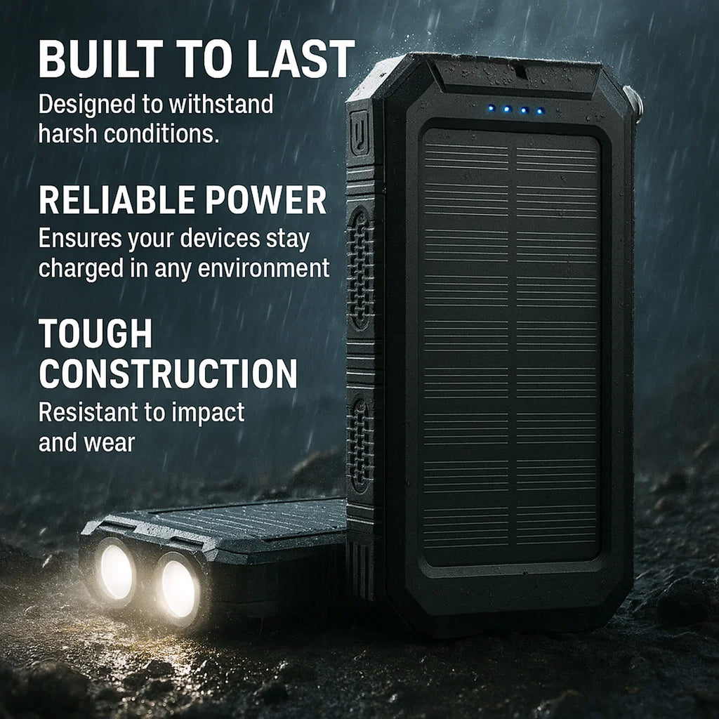 Power bank solare da 20000mAh ad alta capacità, caricabatterie portatile con doppia porta USB
