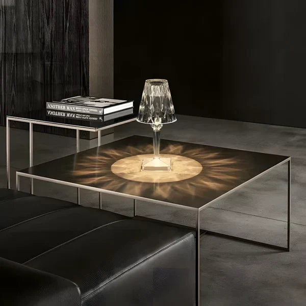 Lámpara decorativa de cristal regulable - Control táctil y diseño compacto recargable