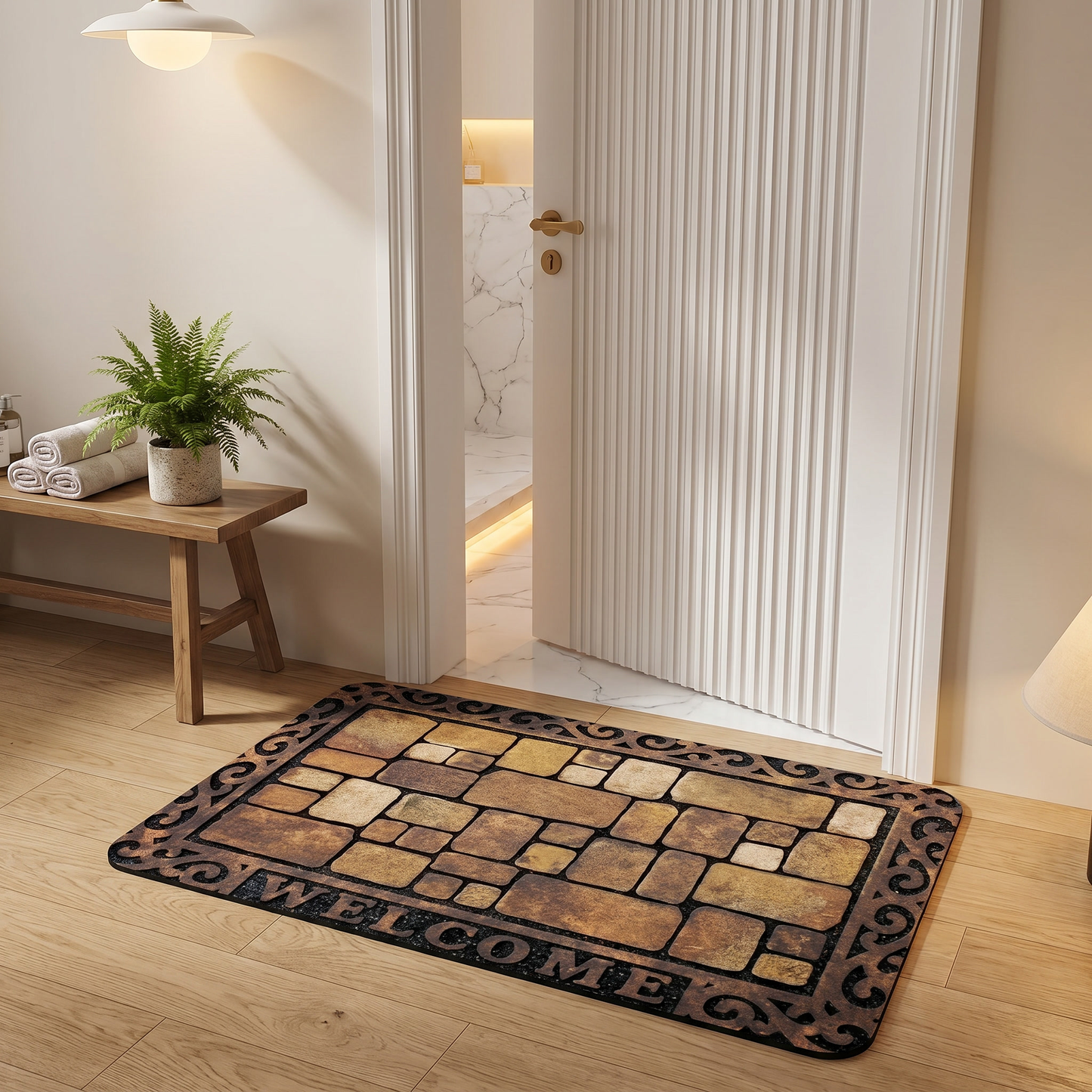 Stylish Absorbent Indoor Welcome Mat with Non-Slip Base | ribuella