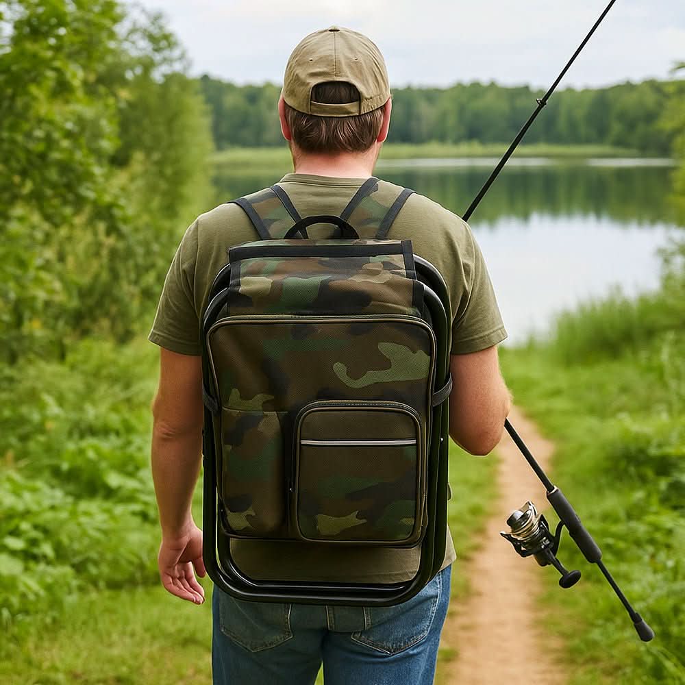 CamoMate 3-in-1 Camouflage Rucksack, Folding Chair And Cooler Bag