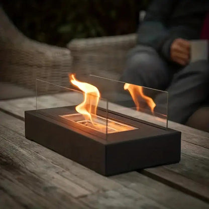 Tabletop Fireplace with Bio-Ethanol - Real Flame, Smoke-Free - Glass Windshield | ribuella