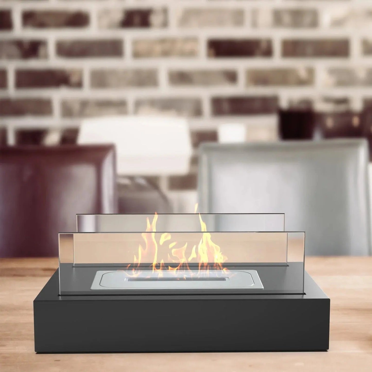 Tabletop Fireplace with Bio-Ethanol - Real Flame, Smoke-Free - Glass Windshield | ribuella