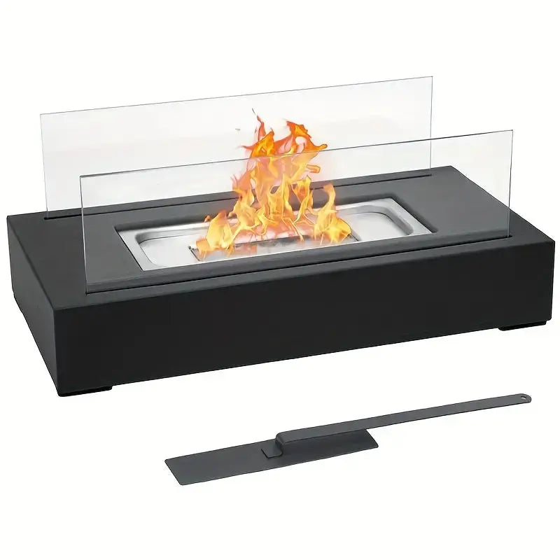 Tabletop Fireplace with Bio-Ethanol - Real Flame, Smoke-Free - Glass Windshield | ribuella