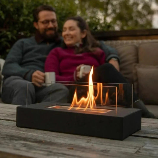 Tabletop Fireplace with Bio-Ethanol - Real Flame, Smoke-Free - Glass Windshield | ribuella