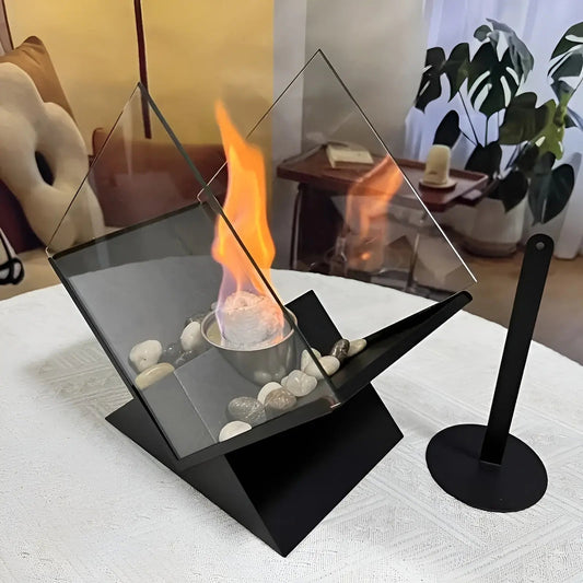 Tabletop Fireplace with Bioethanol – Real Flame and Stone Accent | ribuella
