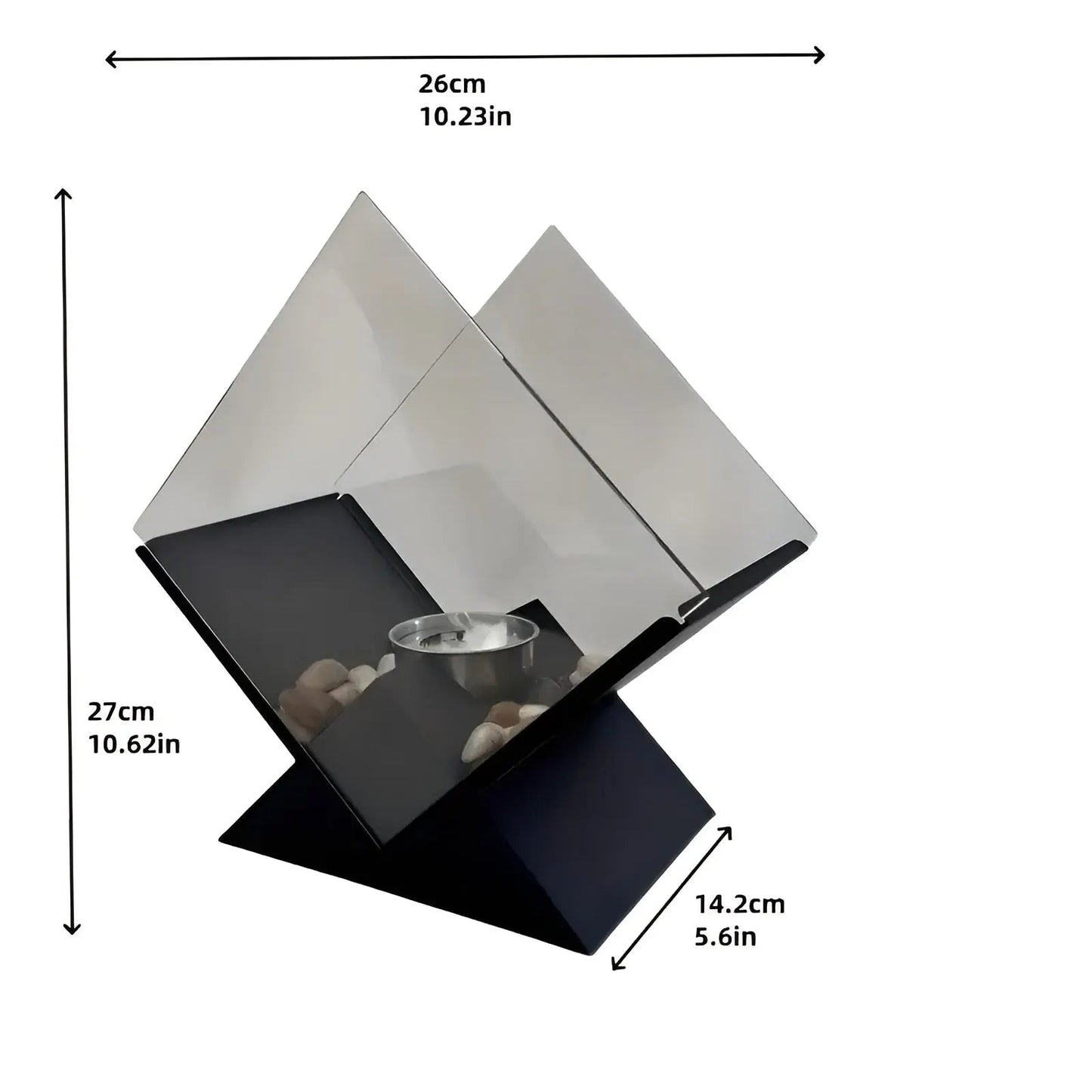 Tabletop Fireplace with Bioethanol – Real Flame and Stone Accent | ribuella