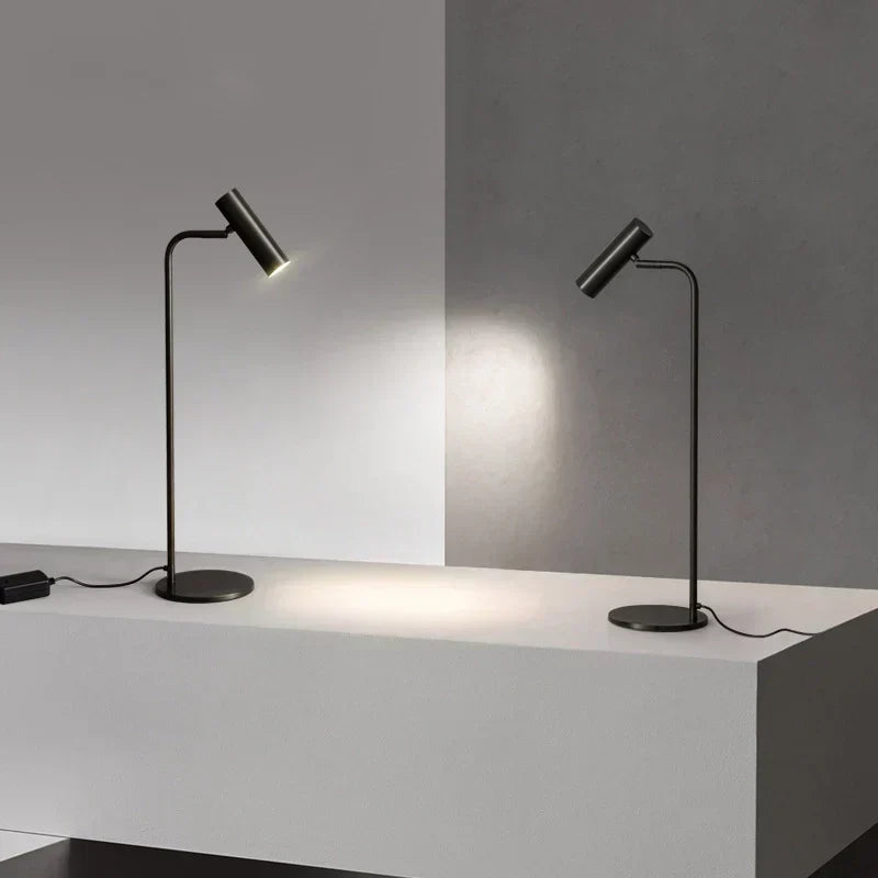 Aurelan Satin Brass Table Lamp, Adjustable Cylindrical Head
