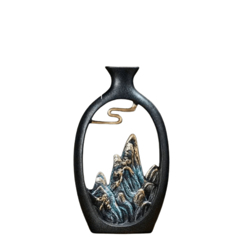 Vaso escultural de montanha SerenityStone em preto mate | ribuella