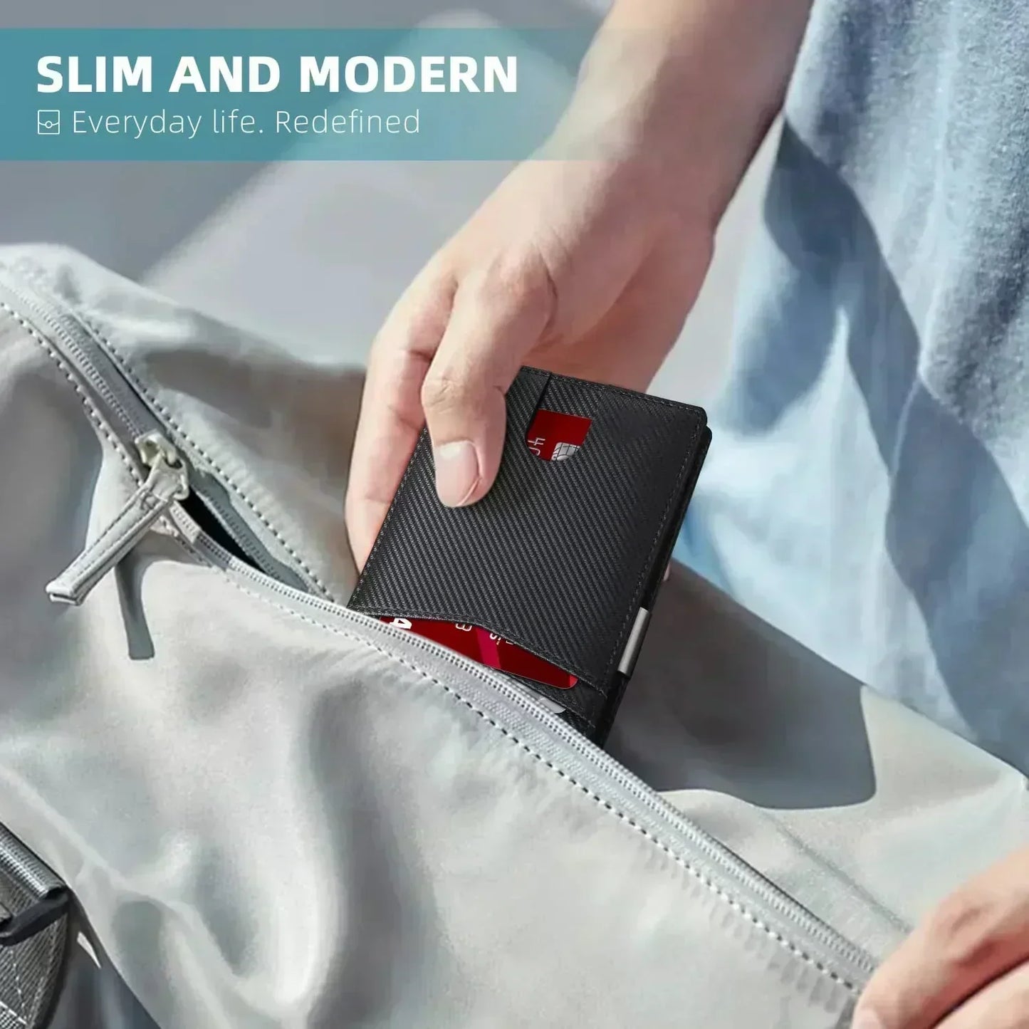 SecureTravel RFID-Guard Slim Pocket Wallet in Carbon Finish | ribuella