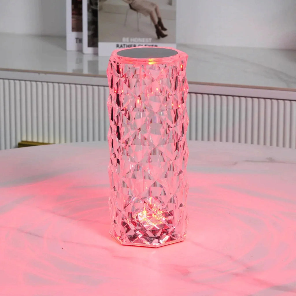 LED-krystalbordlampe med 16 farveindstillinger, justerbar lysstyrke og fjernbetjening