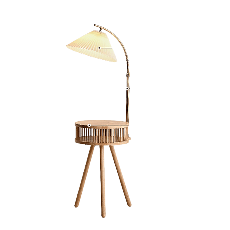 Lampadaire LED arqué Aurelia en bois, lumière douce et chaleureuse pour les coins
