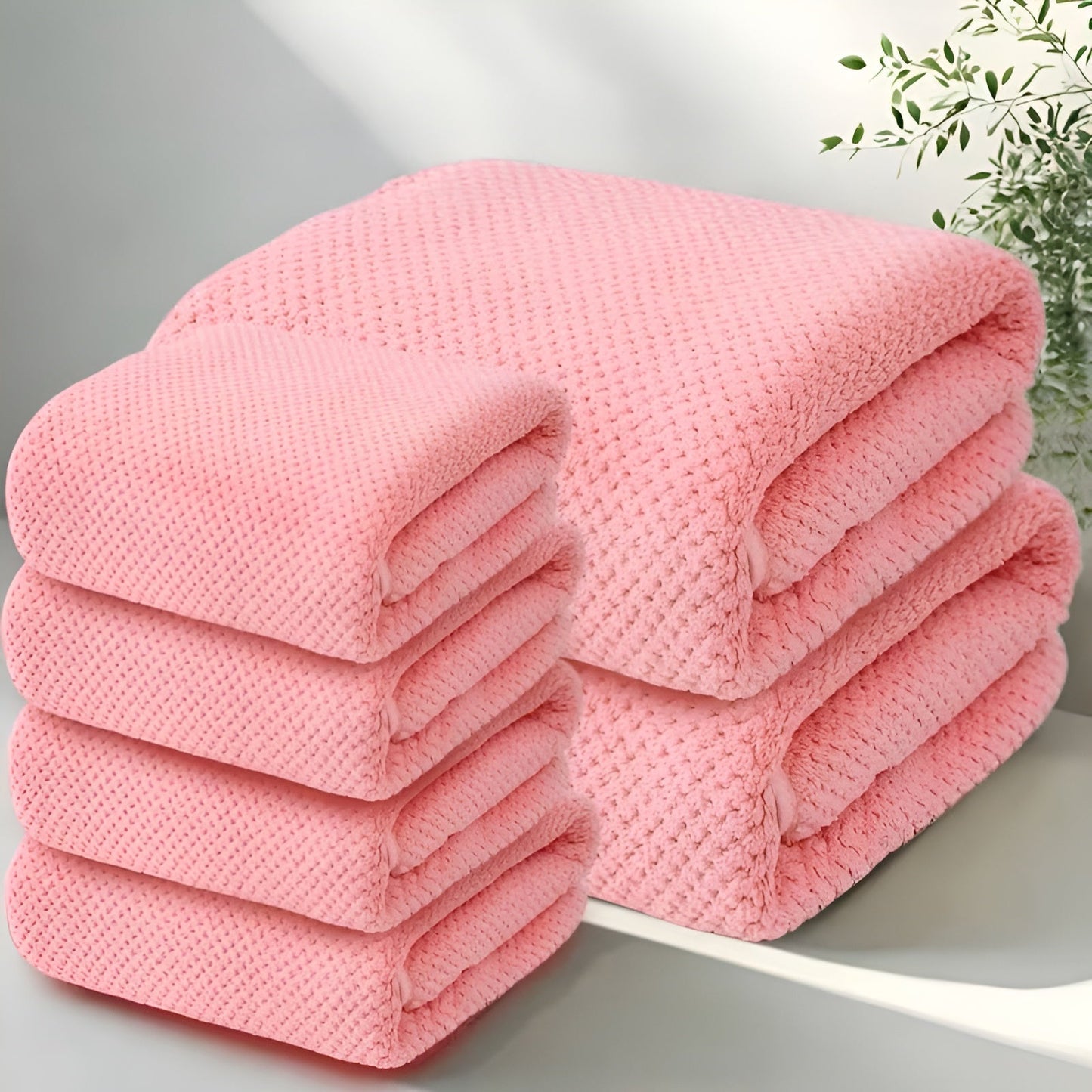 Textured Pattern Microfiber Towel Set – 6 Pieces | ribuella