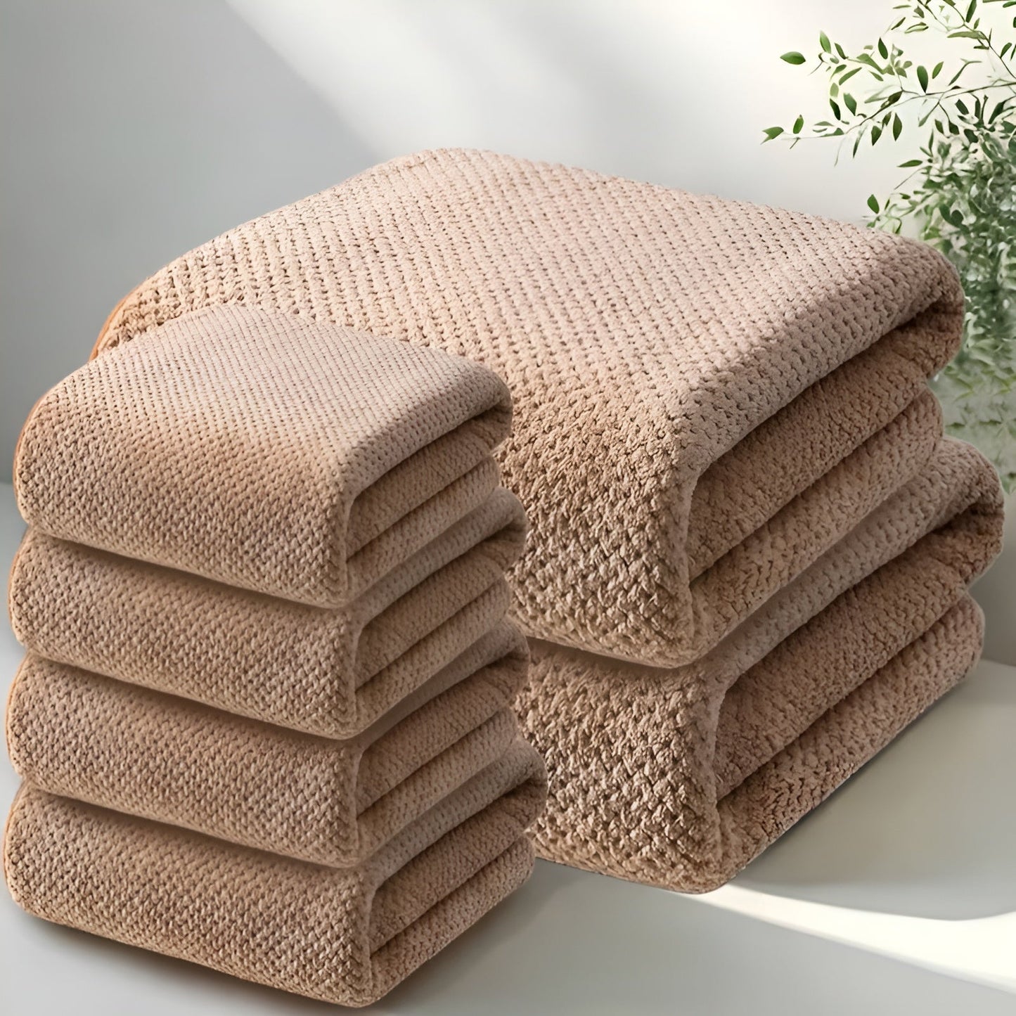 Textured Pattern Microfiber Towel Set – 6 Pieces | ribuella