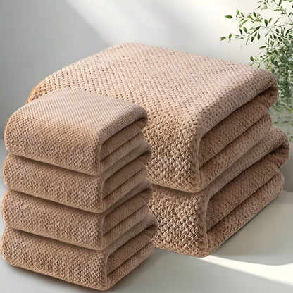 Textured Pattern Microfiber Towel Set – 6 Pieces | ribuella