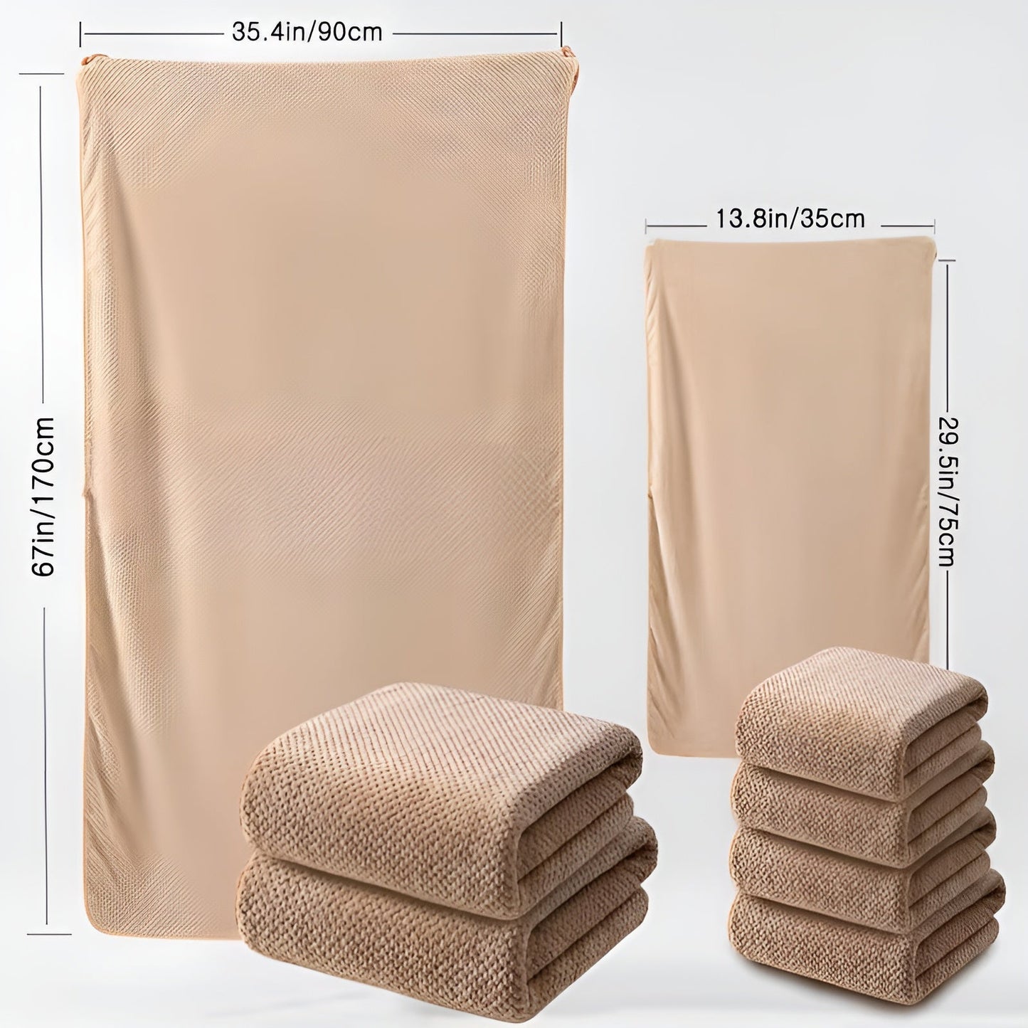 Textured Pattern Microfiber Towel Set – 6 Pieces | ribuella