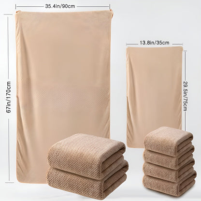 Textured Pattern Microfiber Towel Set – 6 Pieces | ribuella