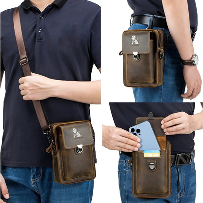 Urban Explorer Men's Leather Crossbody Bag with Pockets | ribuella