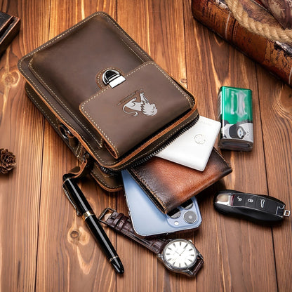 Urban Explorer Men's Leather Crossbody Bag with Pockets | ribuella