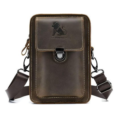 Urban Explorer Men's Leather Crossbody Bag with Pockets | ribuella