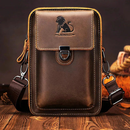 Urban Explorer Men's Leather Crossbody Bag with Pockets | ribuella