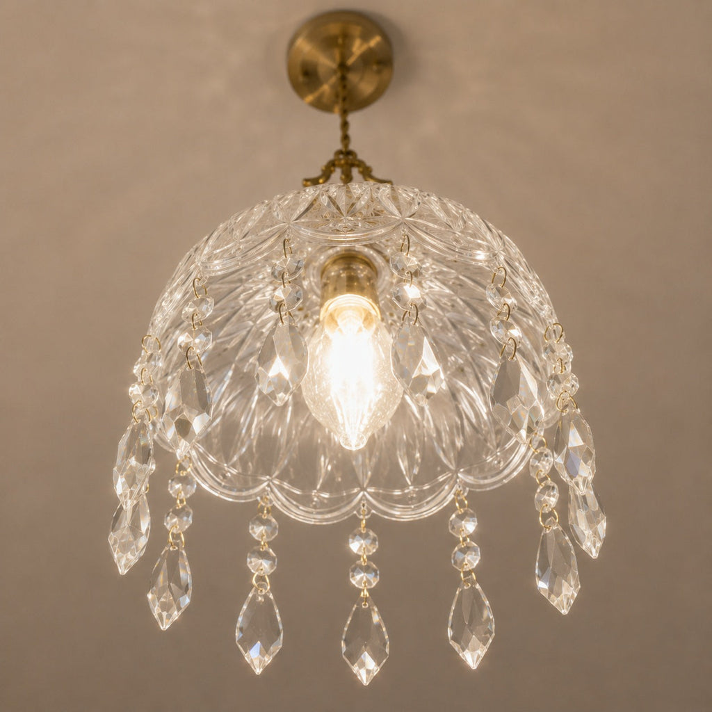 Nástěnné svítidlo v retro stylu s měděnou konstrukcí a propracovaným skleněným designem, LED 90–260 V | ribuella