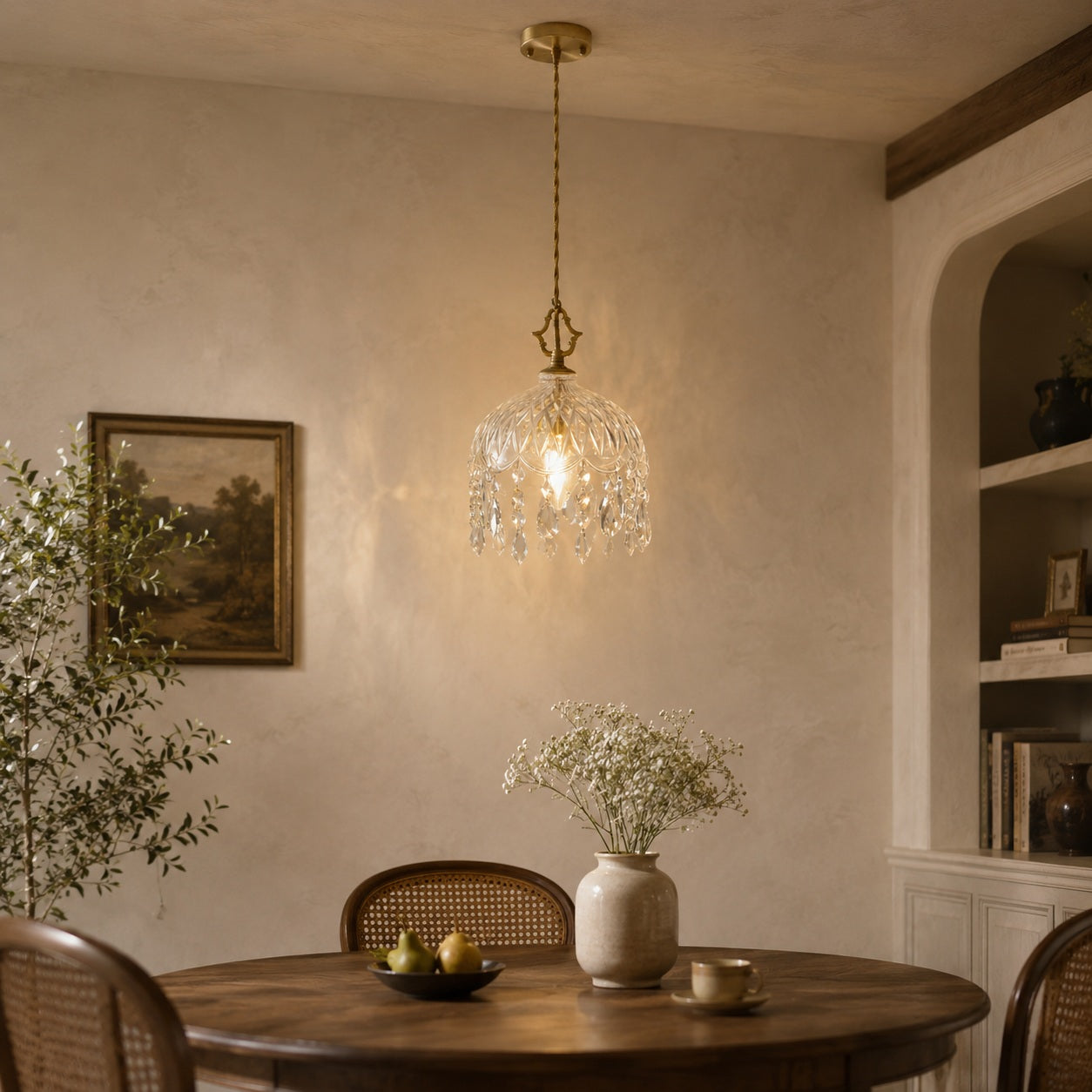 Nástěnné svítidlo v retro stylu s měděnou konstrukcí a propracovaným skleněným designem, LED 90–260 V | ribuella