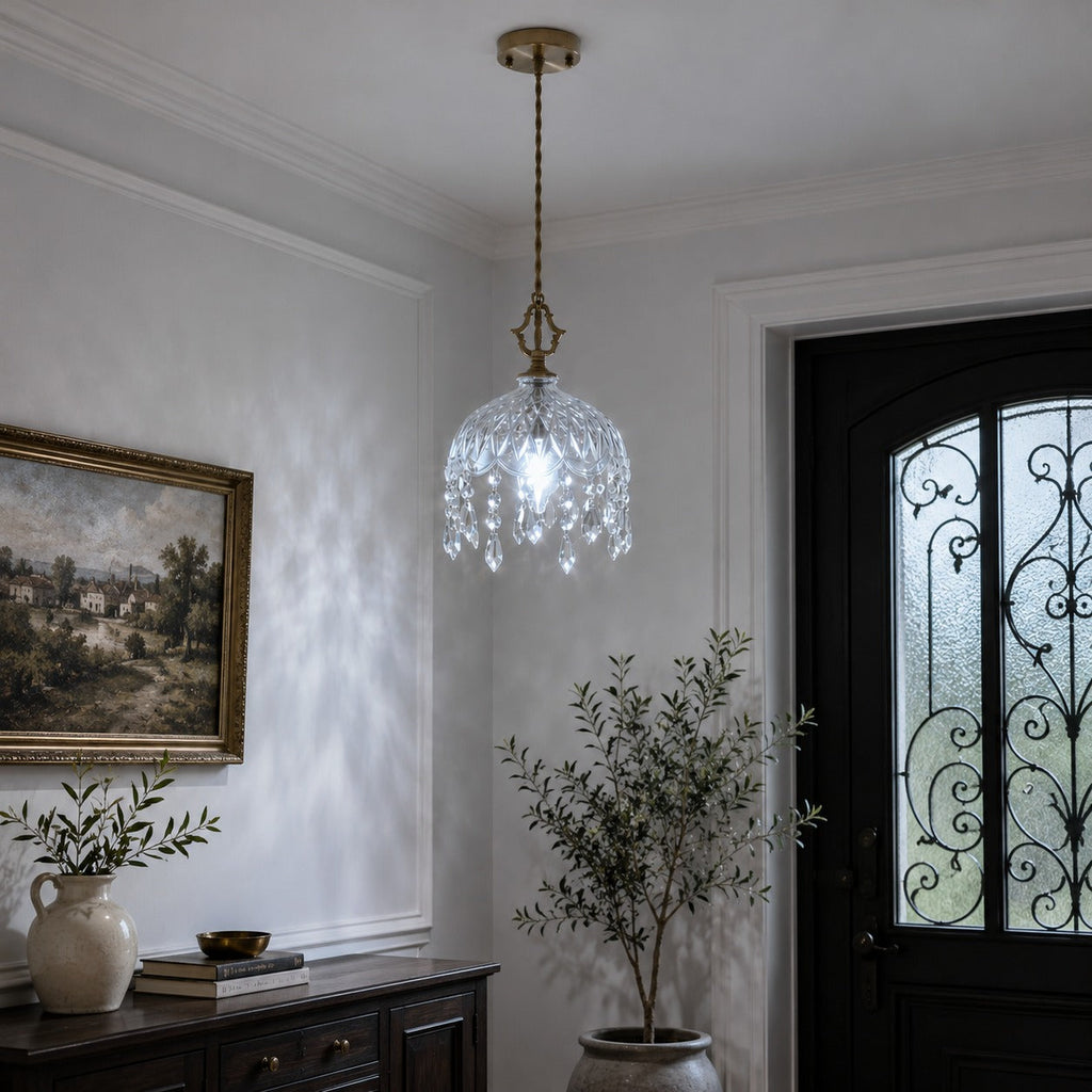 Nástěnné svítidlo v retro stylu s měděnou konstrukcí a propracovaným skleněným designem, LED 90–260 V | ribuella