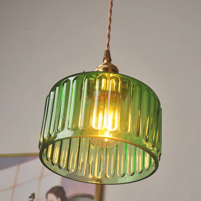 Regulowana lampa wisząca Marcelli z kryształowego szkła, w stylu vintage i cylindrycznym kształcie
