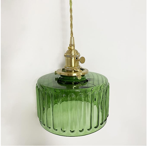 Liora-krystalpendel med vintagecylindrisk glasskærm