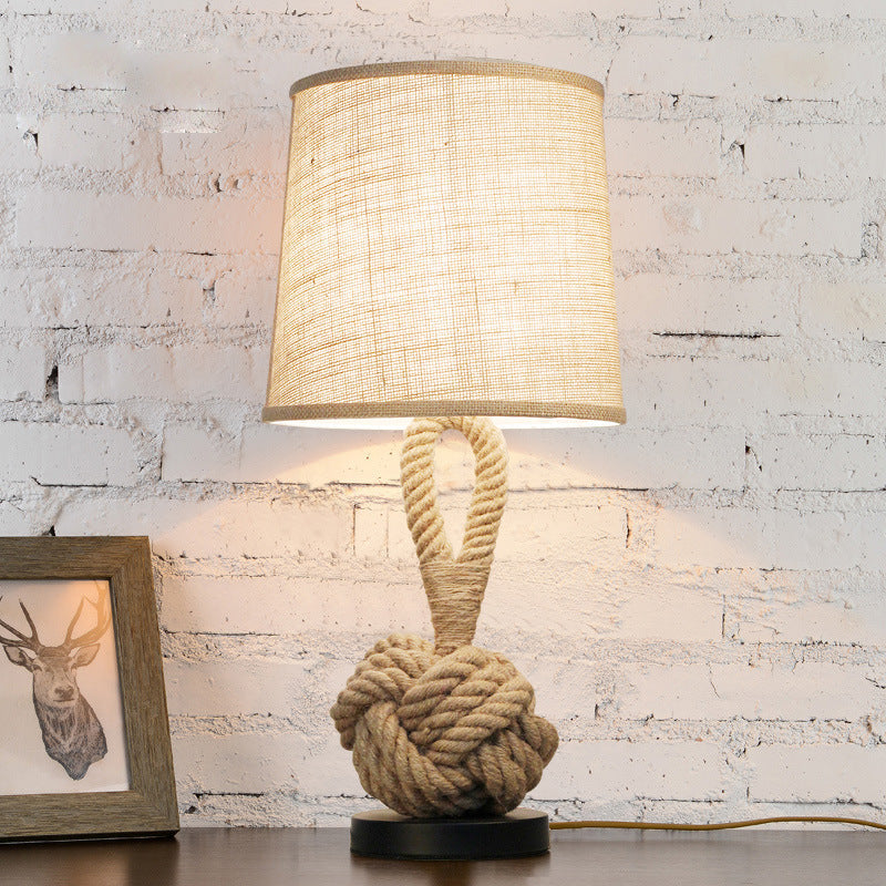 Vintage Jute Twine Desk Lamp Rope Style Table Light