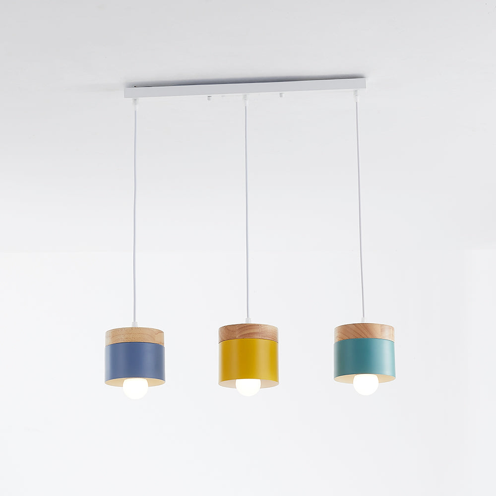 Suspension moderne Valentina en forme de boîte, structure en métal et bois pour ampoule E27