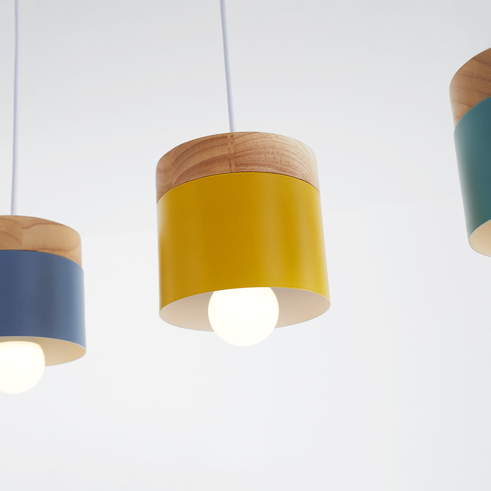 Suspension moderne Valentina en forme de boîte, structure en métal et bois pour ampoule E27