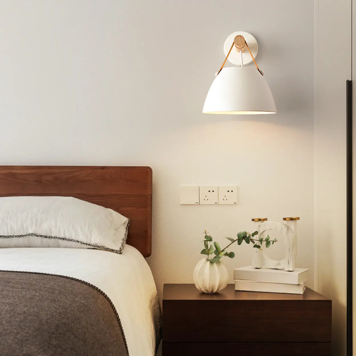 Stylish Indoor Cone Wall Light with Leather Strap | ribuella