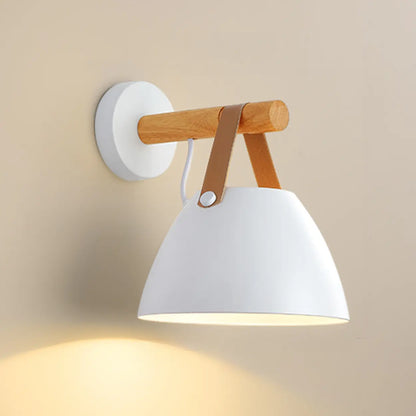 Stylish Indoor Cone Wall Light with Leather Strap | ribuella