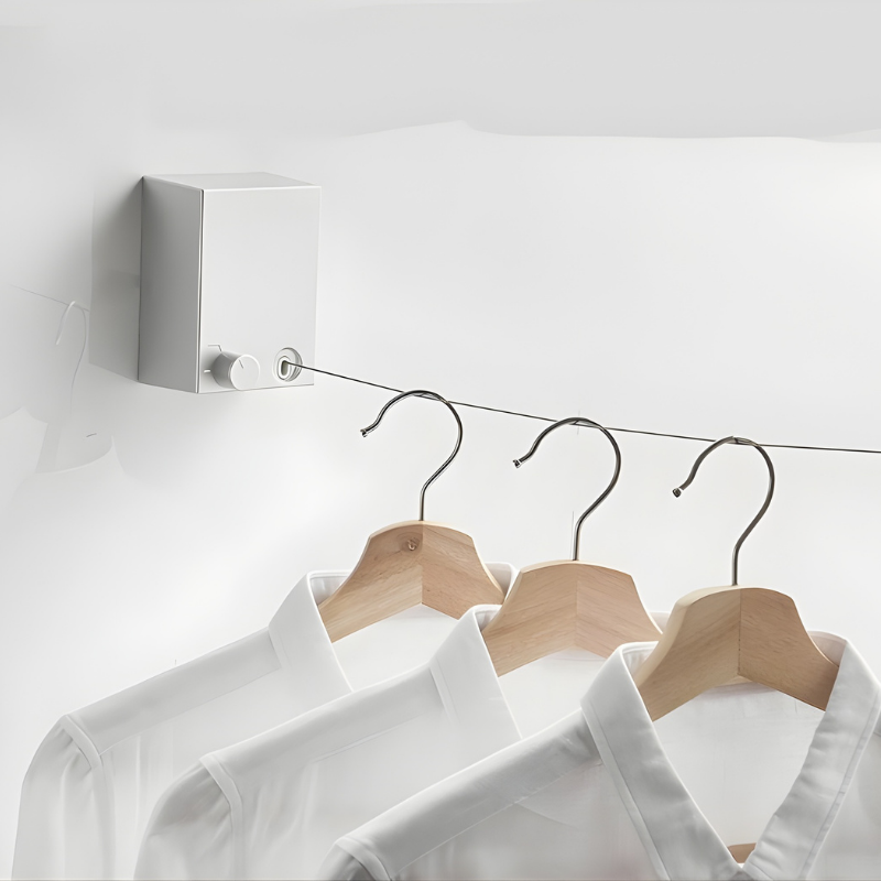 Retractable Wall-Mounted Clothesline - Nylon Rope | ribuella