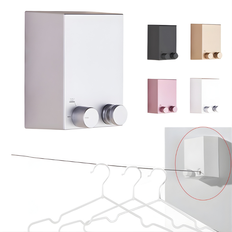 Retractable Wall-Mounted Clothesline - Nylon Rope | ribuella