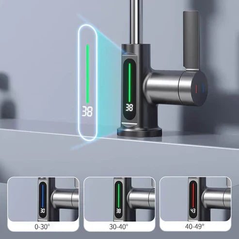 Retractable Faucet with 360° Rotation - LED Temperature Display - 5 Spray Modes | ribuella