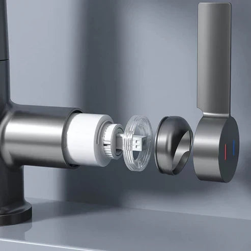Retractable Faucet with 360° Rotation - LED Temperature Display - 5 Spray Modes | ribuella