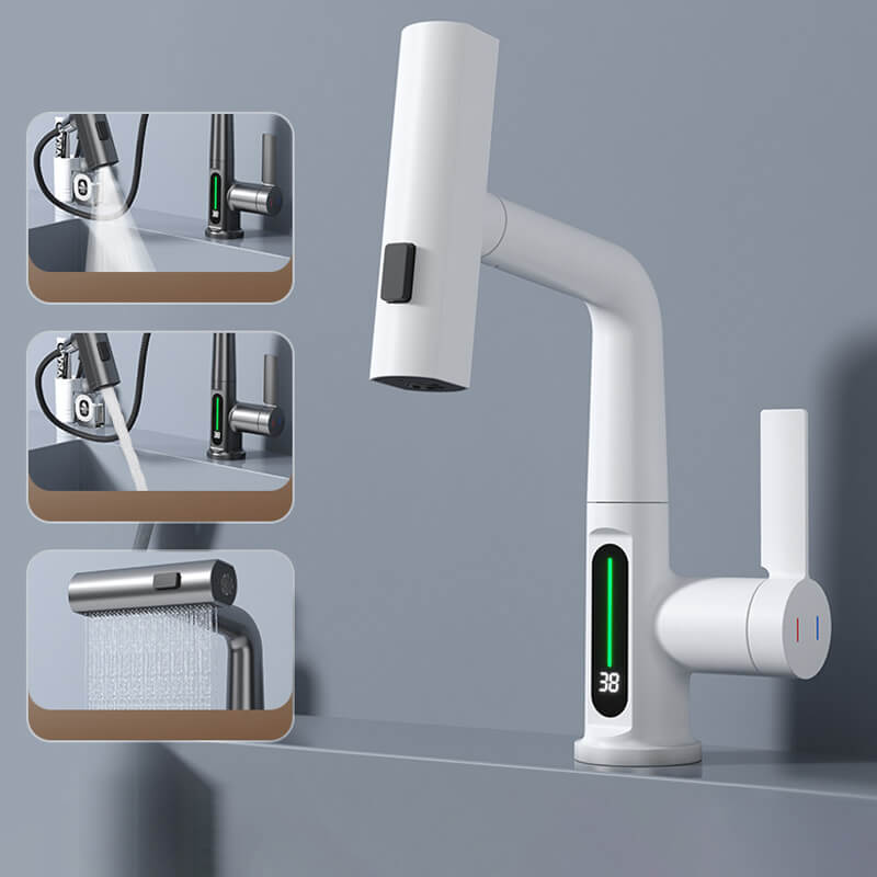 Retractable Faucet with 360° Rotation - LED Temperature Display - 5 Spray Modes | ribuella
