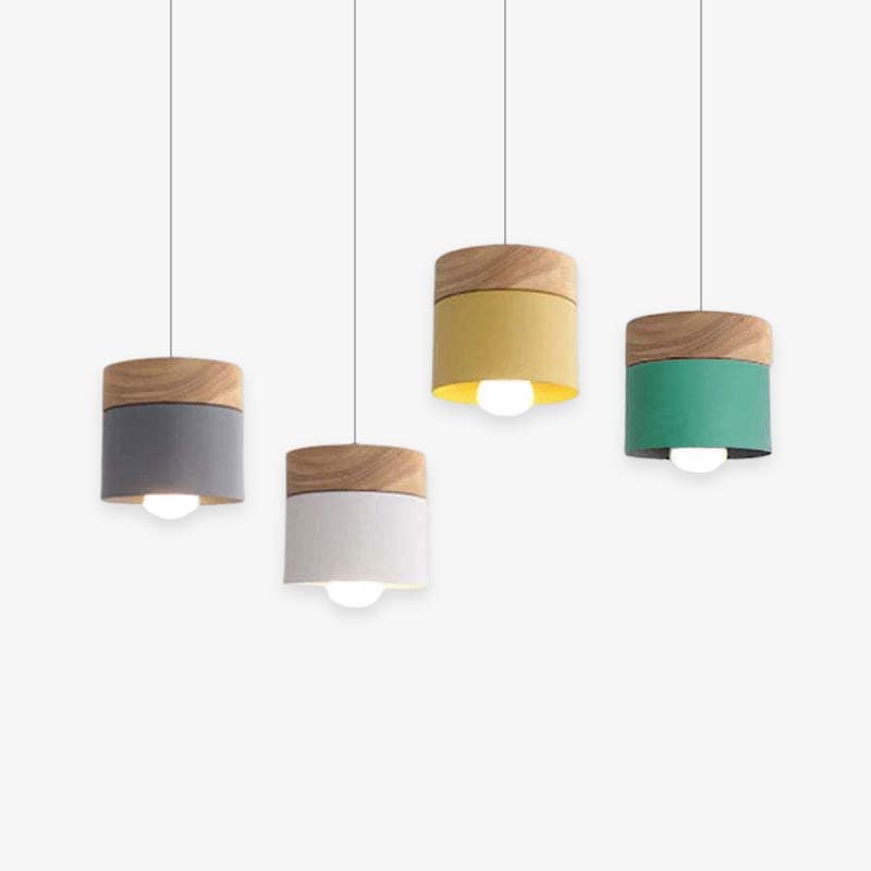 Valentina Modern Can Shape Metal/Wood Pendant Light - Neutralighting