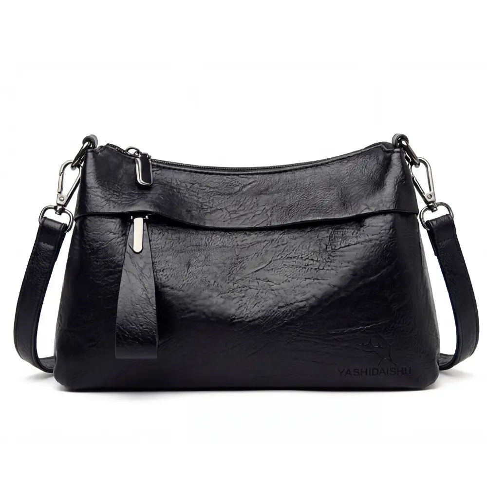 Three-Compartment Shoulder Bag – Soft Faux Leather, Available in Four Colors | ribuella