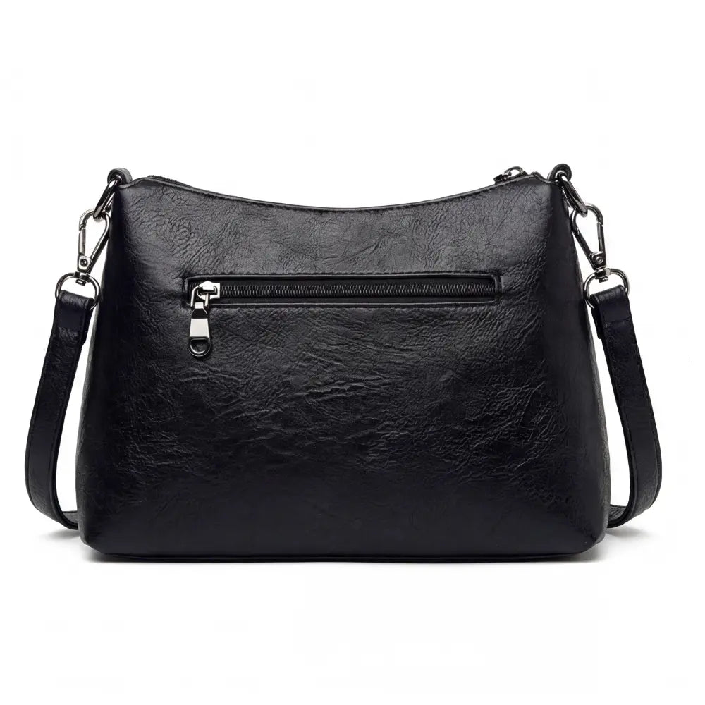 Three-Compartment Shoulder Bag – Soft Faux Leather, Available in Four Colors | ribuella