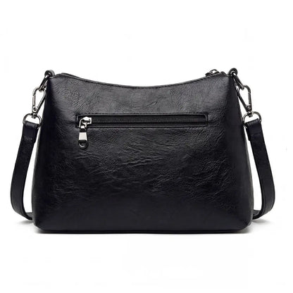 Three-Compartment Shoulder Bag – Soft Faux Leather, Available in Four Colors | ribuella