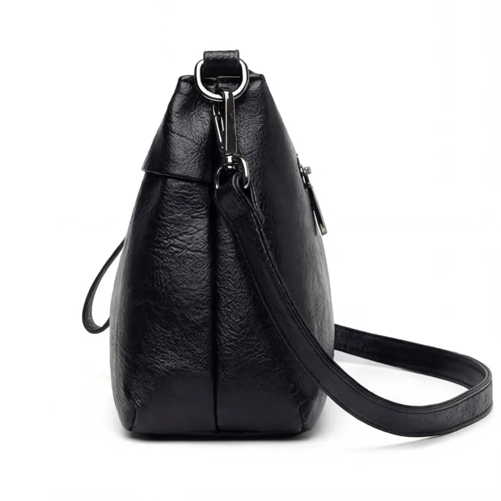Three-Compartment Shoulder Bag – Soft Faux Leather, Available in Four Colors | ribuella